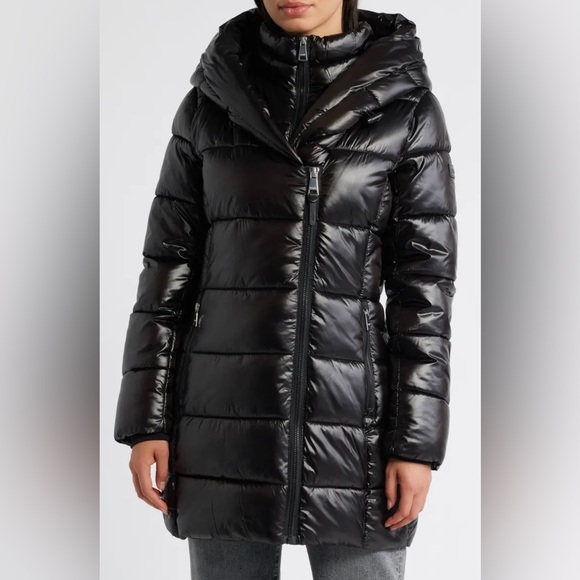 Dkny Jackets & Blazers - DKNY Shiny Black Puffer Coat